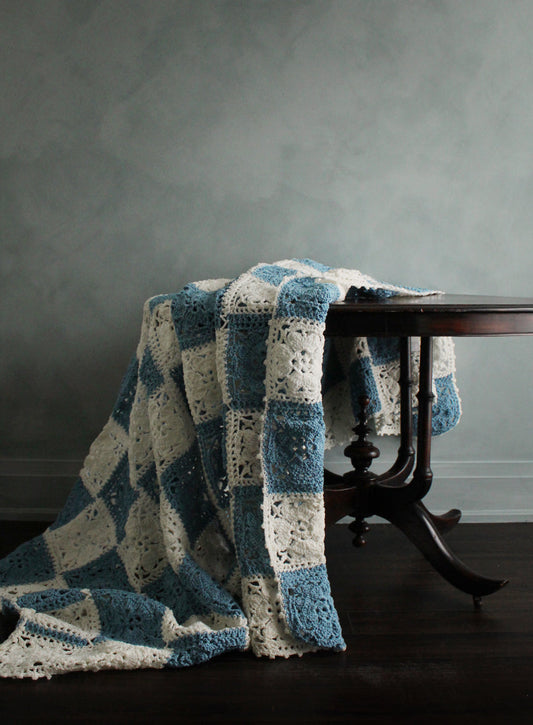 Vintage Checkered Crochet Blanket