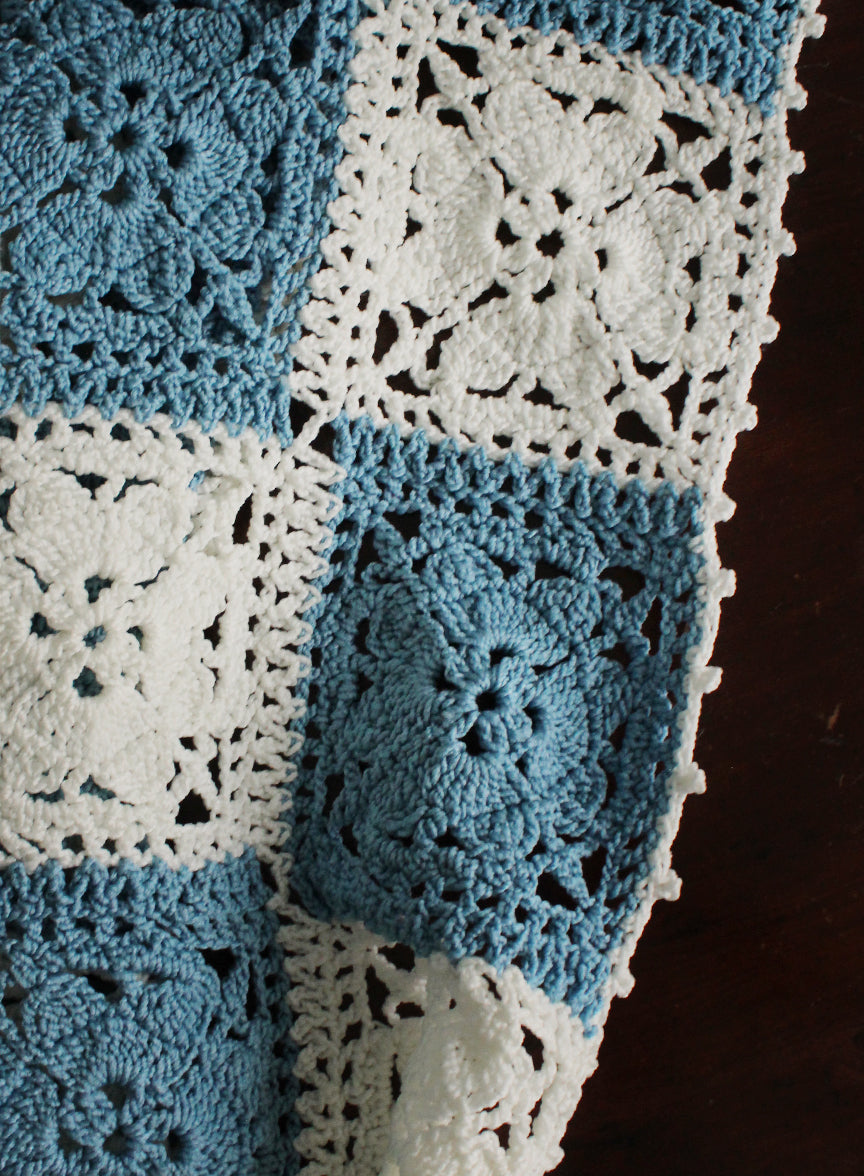 Vintage Checkered Crochet Blanket
