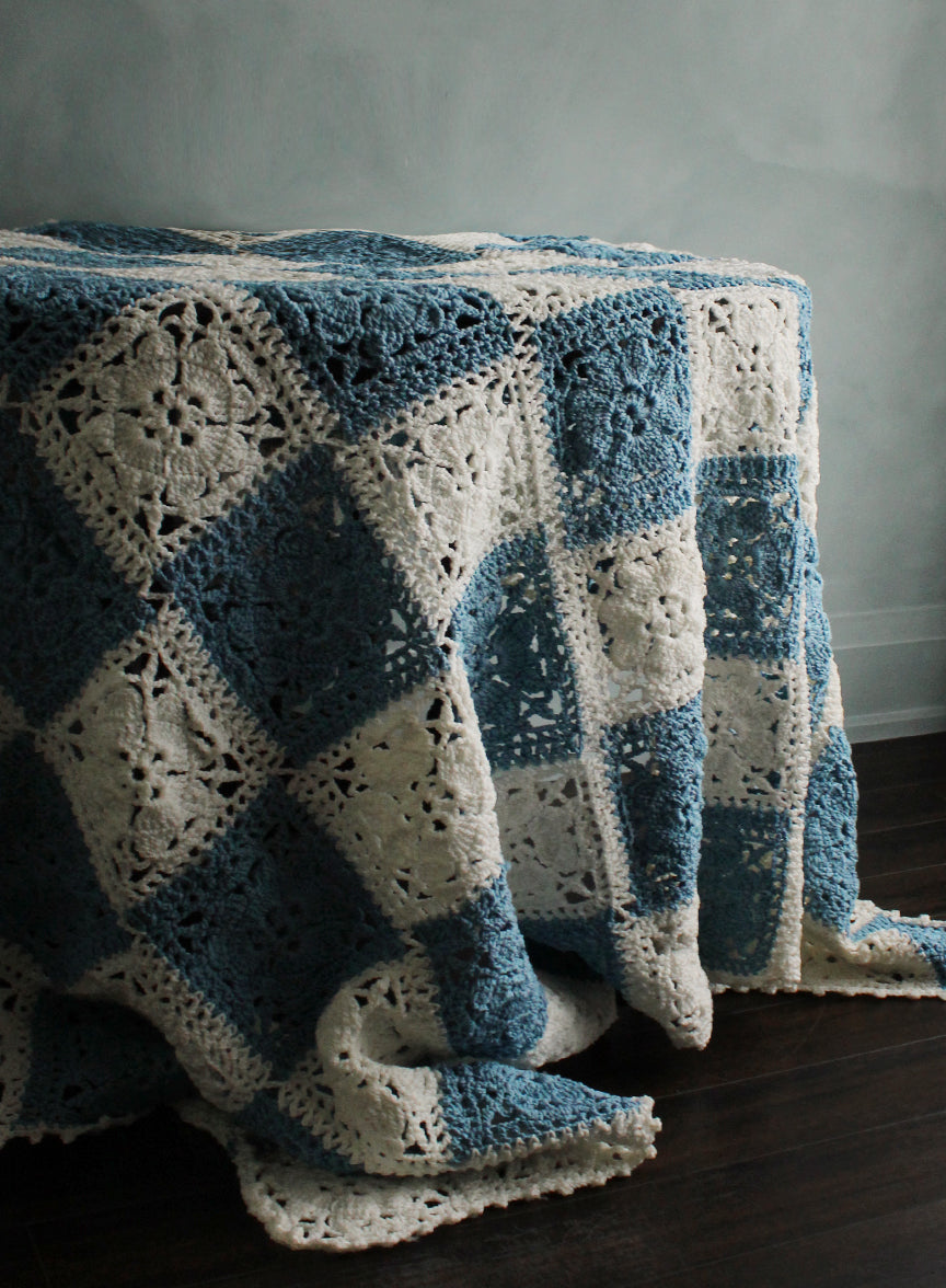 Vintage Checkered Crochet Blanket