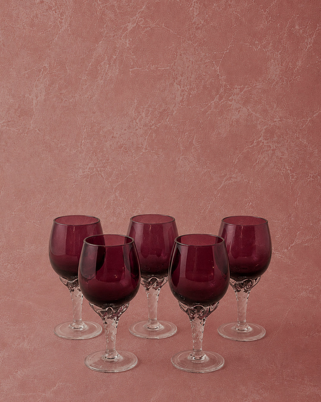 Set of 5 Vintage Amethyst Liqueur Glasses