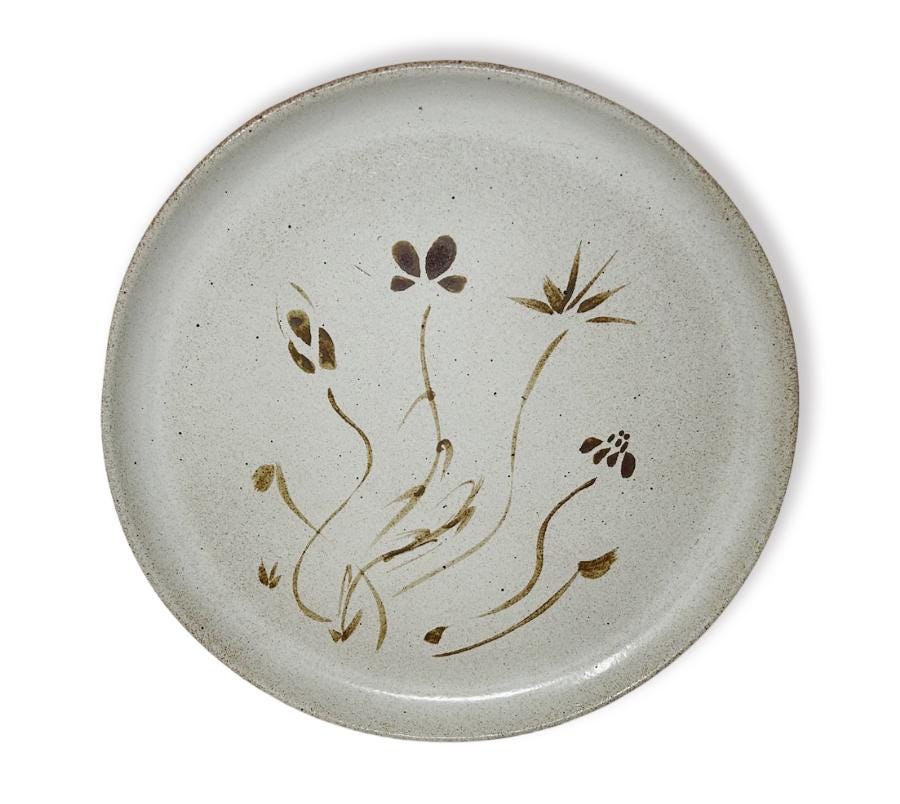 Vintage Stoneware Floral Plate