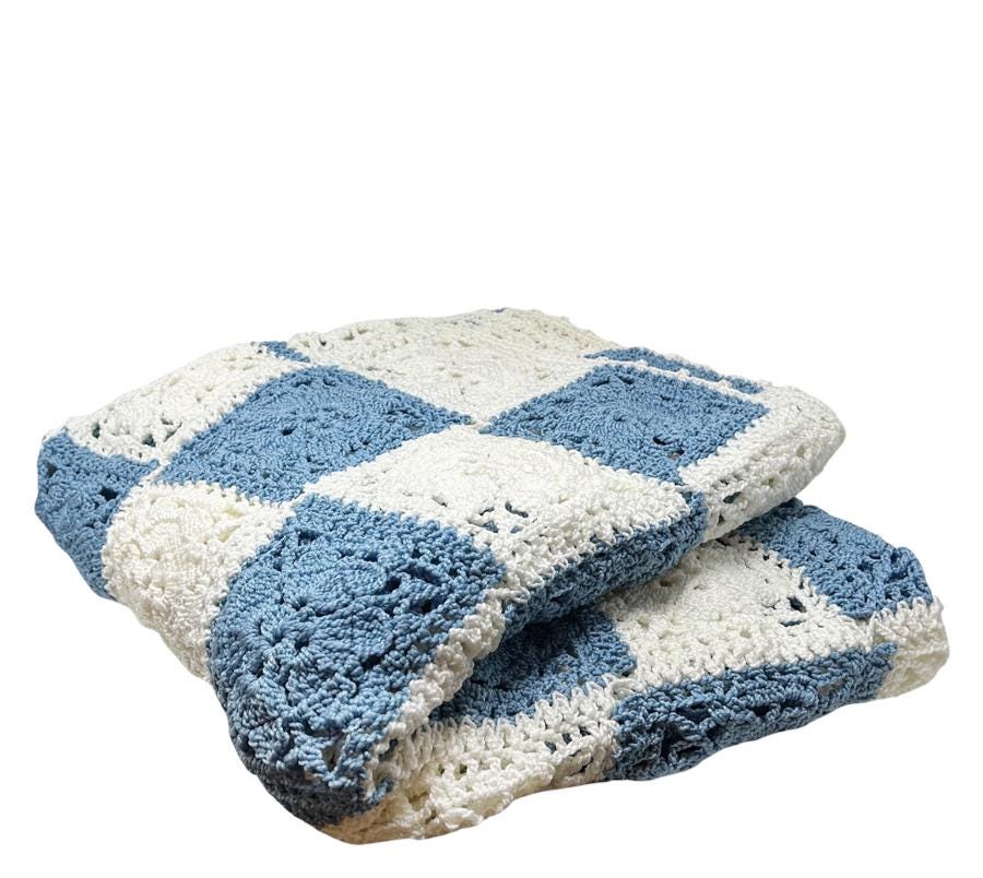 Vintage Checkered Crochet Blanket