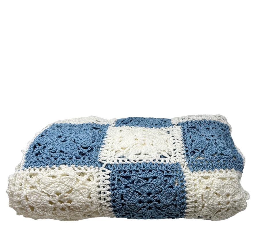 Vintage Checkered Crochet Blanket