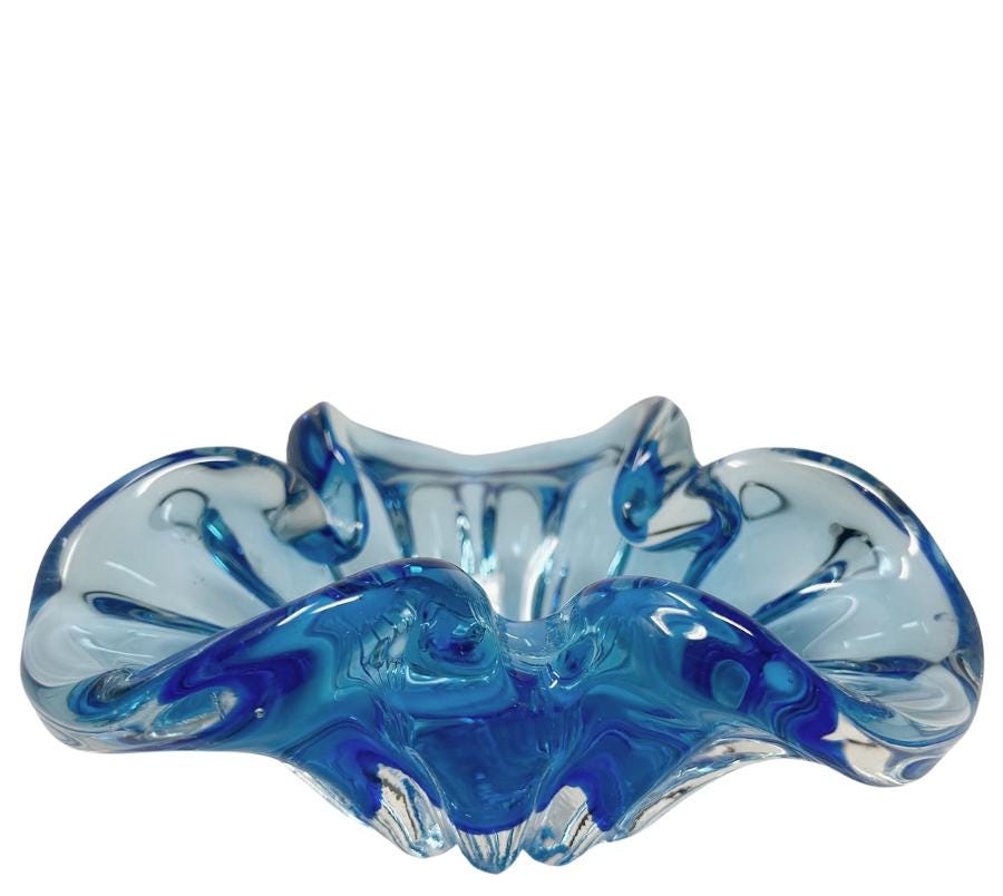 Vintage Blue Art Glass Catchall
