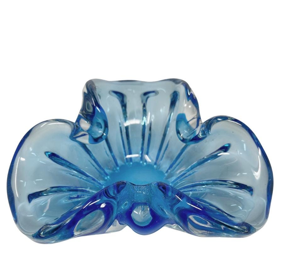Vintage Blue Art Glass Catchall