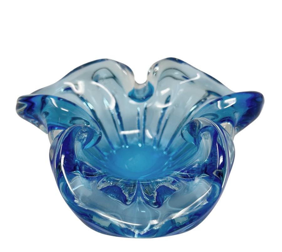Vintage Blue Art Glass Catchall