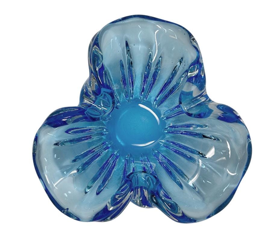 Vintage Blue Art Glass Catchall