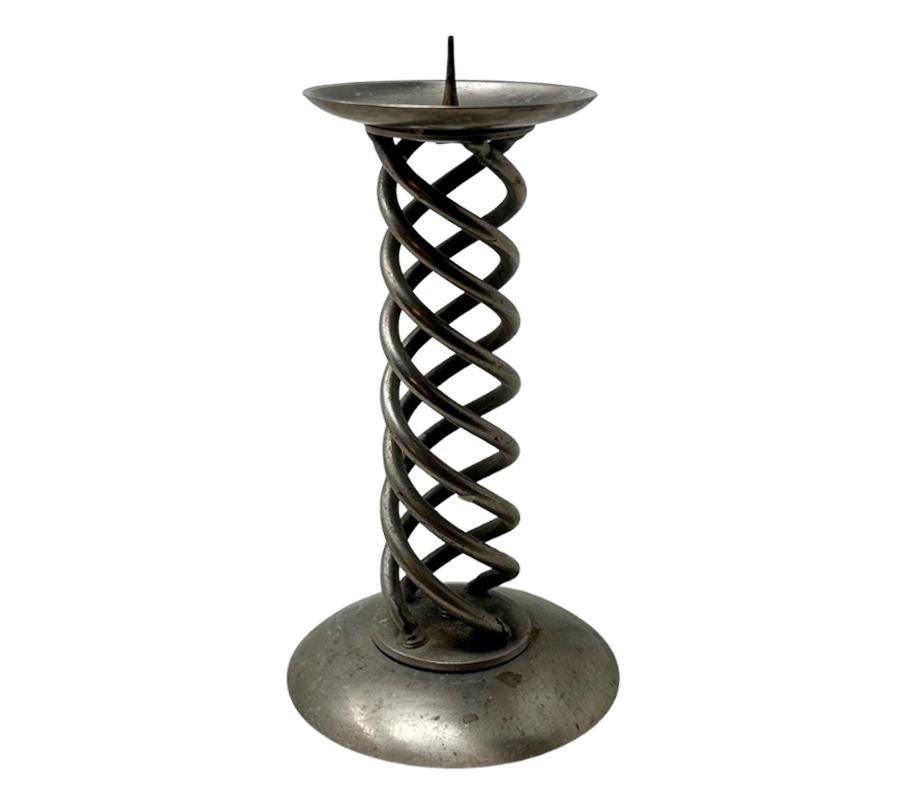 Pair of Vintage Spiral Metal Candle Holders
