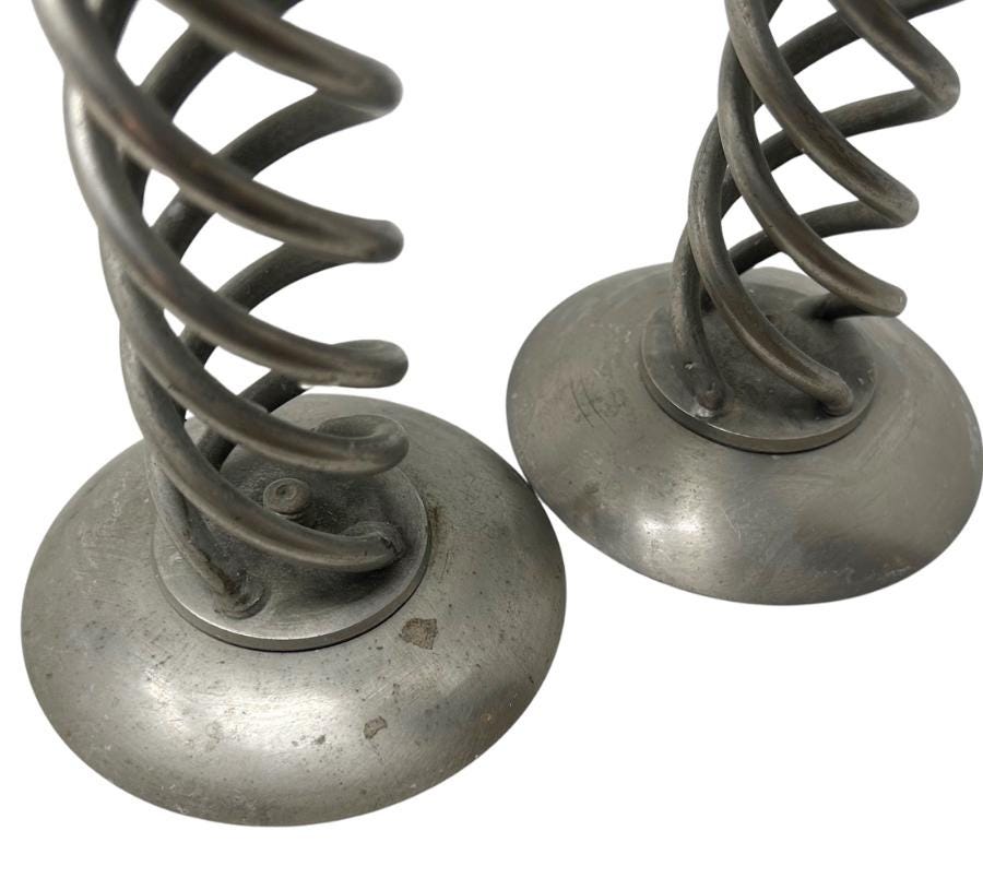 Pair of Vintage Spiral Metal Candle Holders