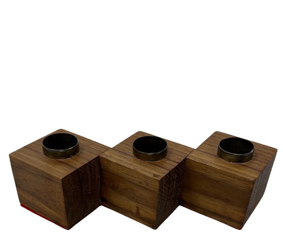 Vintage Folk Art Wooden Candle Holder