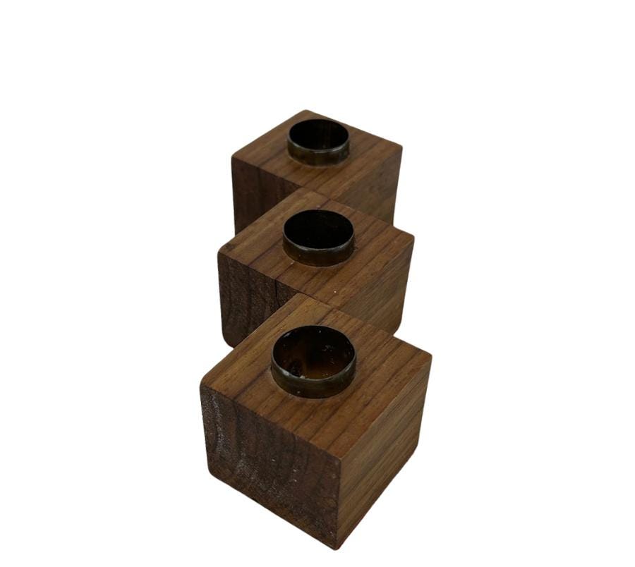 Vintage Folk Art Wooden Candle Holder