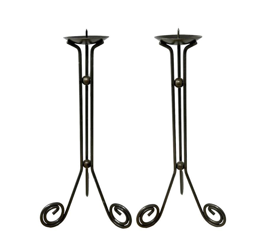 Vintage Post Modern Metal Candle Holders