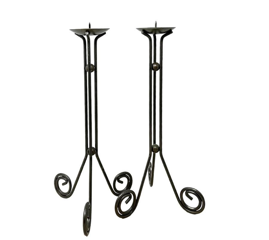 Vintage Post Modern Metal Candle Holders