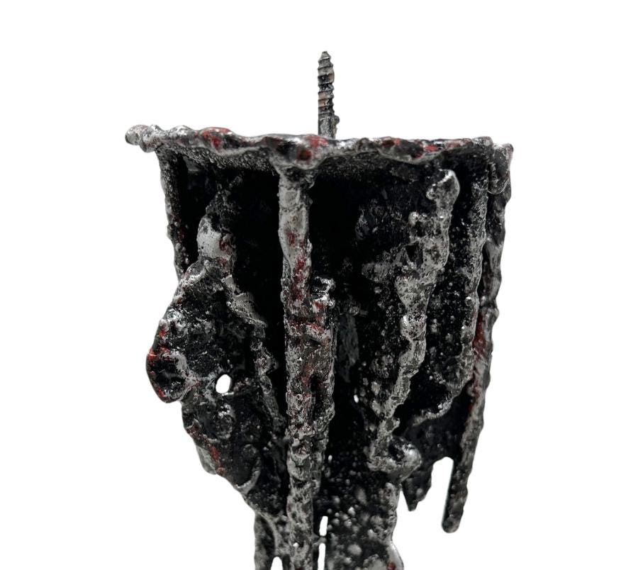 1950’s Italian Brutalist Cast Metal Candle Holders