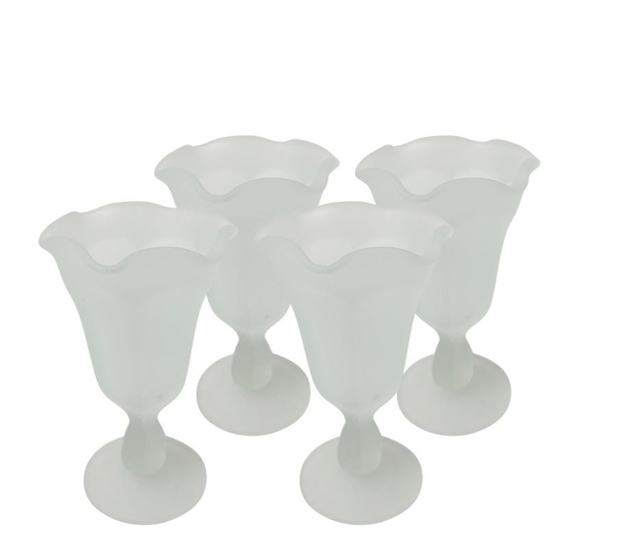 Set of 4 Vintage Frosted Glass Cups
