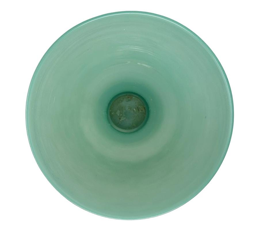 Vintage Art Glass Teal Pedestal Vase