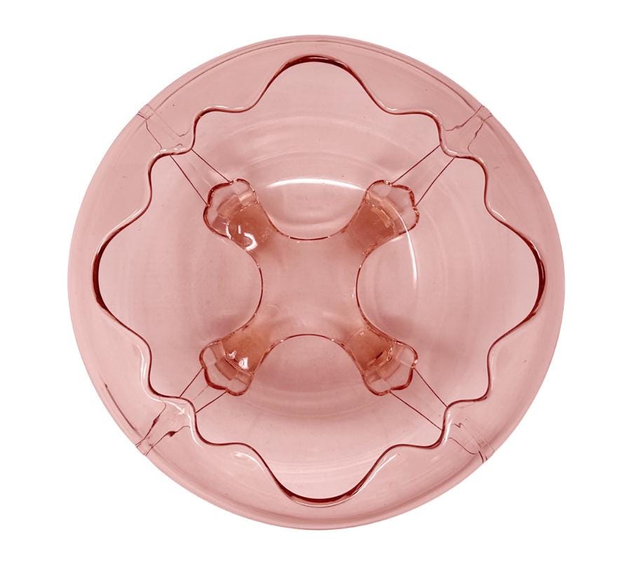 Vintage Footed Rose Glass Bowl
