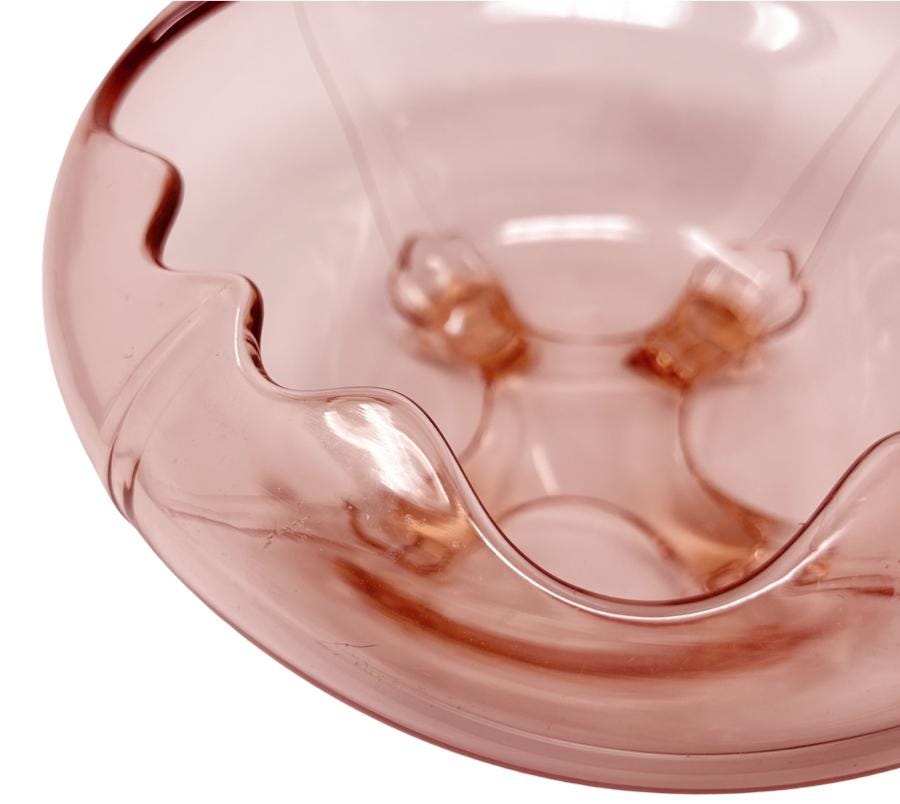 Vintage Footed Rose Glass Bowl