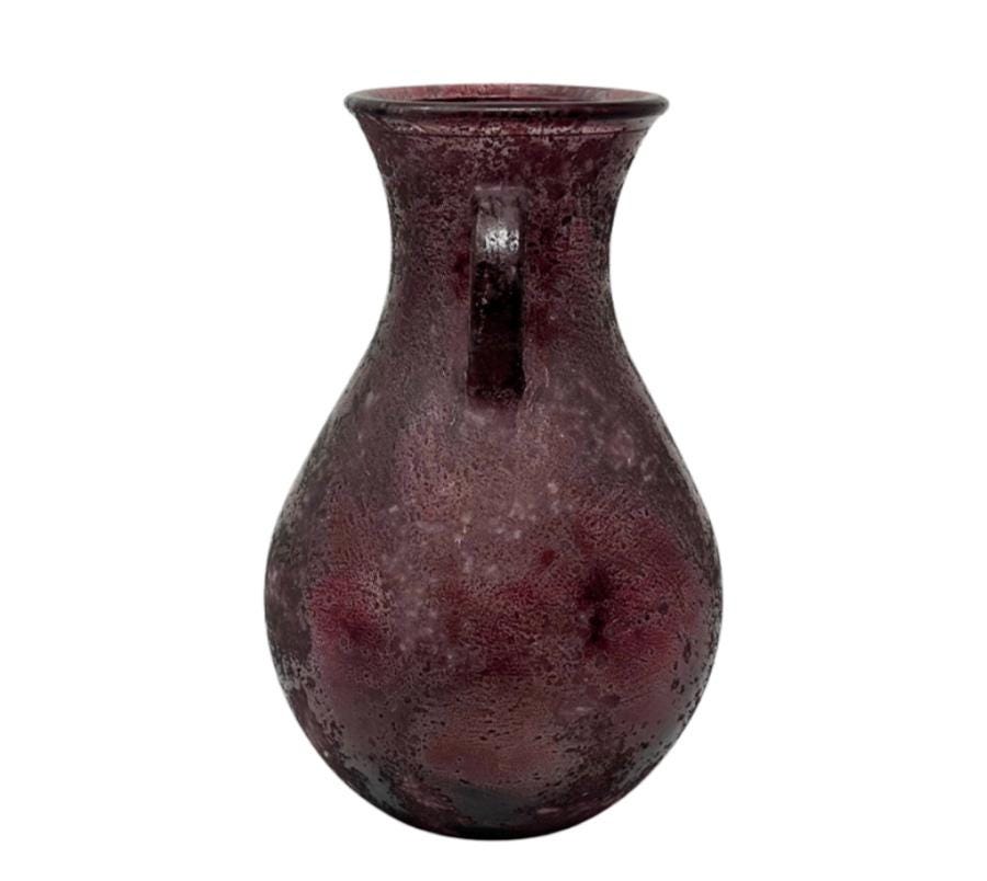 Vintage Art Glass Handled Vase