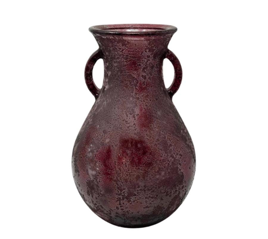 Vintage Art Glass Handled Vase