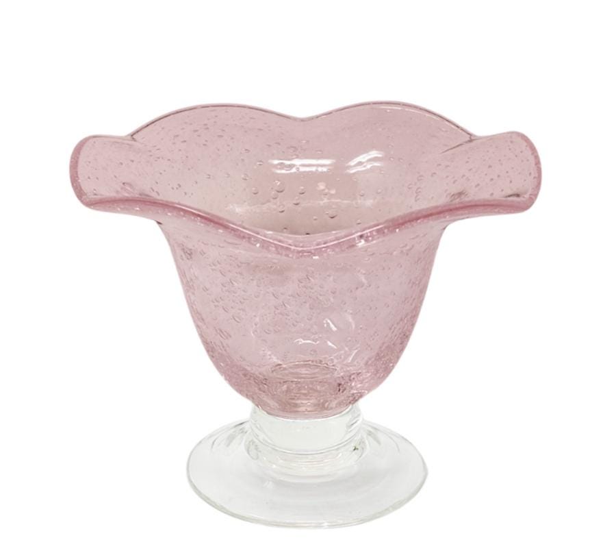 Vintage Art Glass Pink Pedestal Bowl