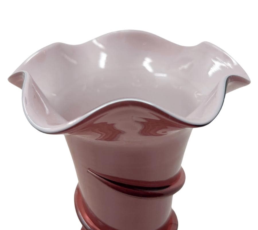 Vintage Art Glass Ruffled Vase