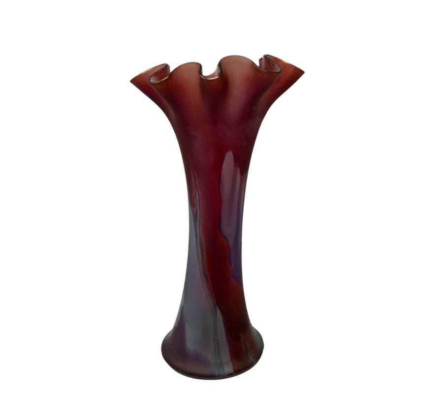 Vintage Ruffled Art Glass Vase