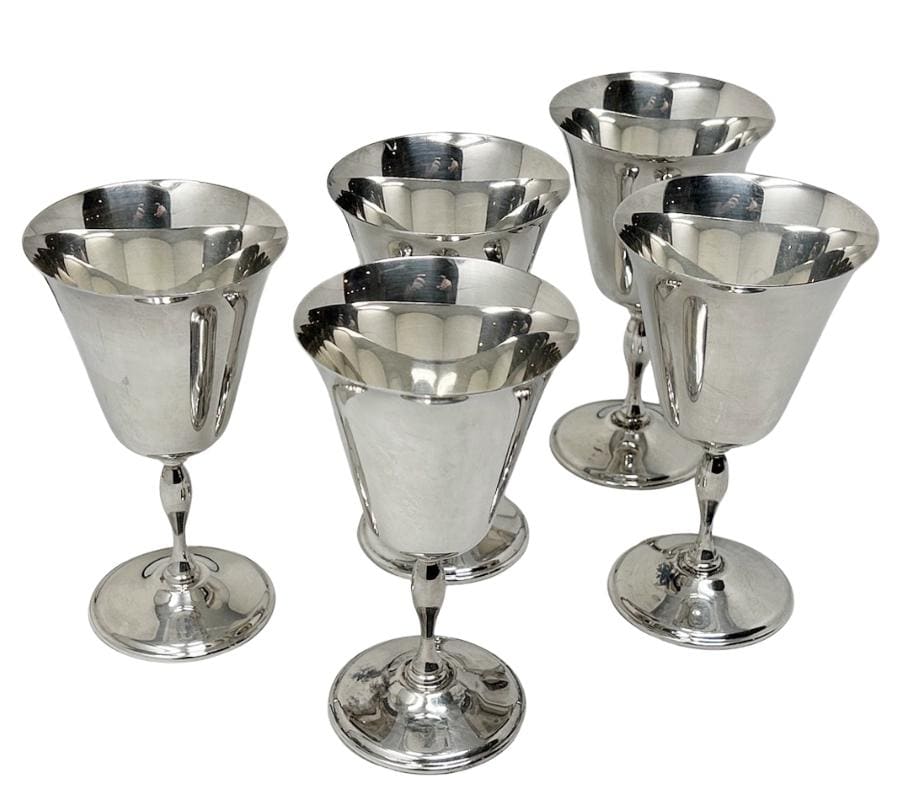Set of 5 Vintage Silver-Plated Wine Goblets