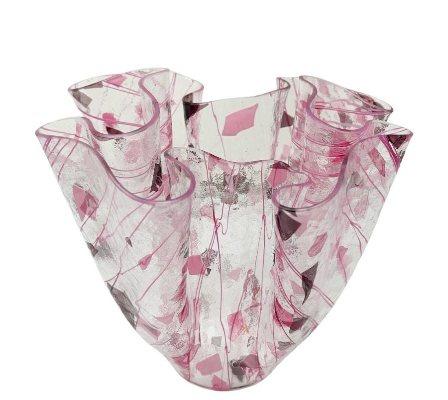 Vintage Art Glass Ruffled Vessel