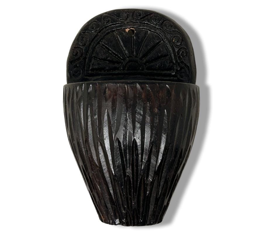 Vintage Carved Clay Wall Vessel