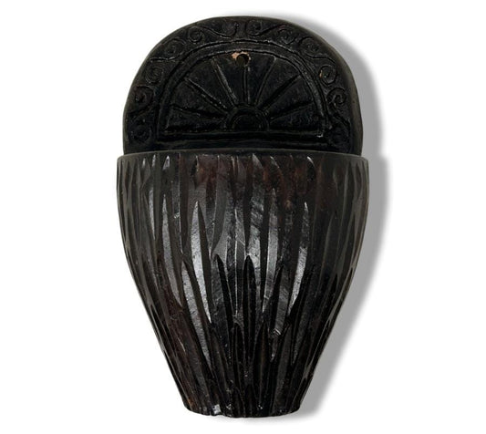 Vintage Carved Clay Wall Vessel