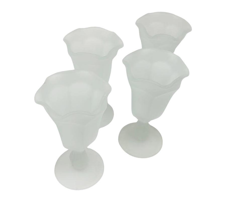 Set of 4 Vintage Frosted Glass Cups