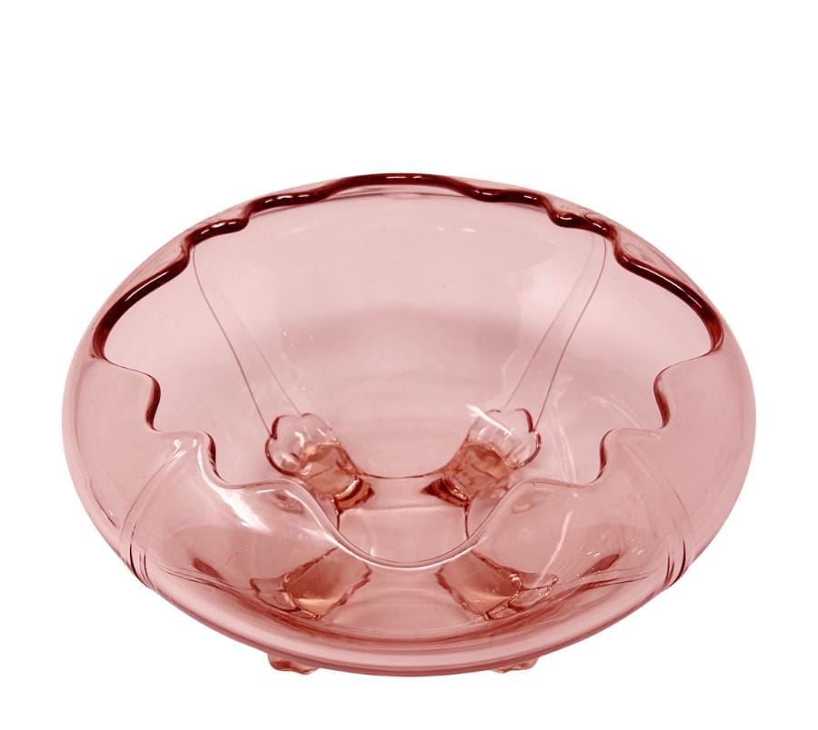 Vintage Footed Rose Glass Bowl