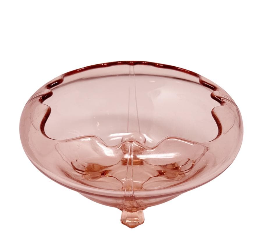 Vintage Footed Rose Glass Bowl