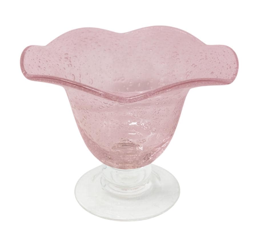 Vintage Art Glass Pink Pedestal Bowl