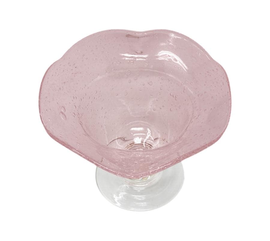 Vintage Art Glass Pink Pedestal Bowl
