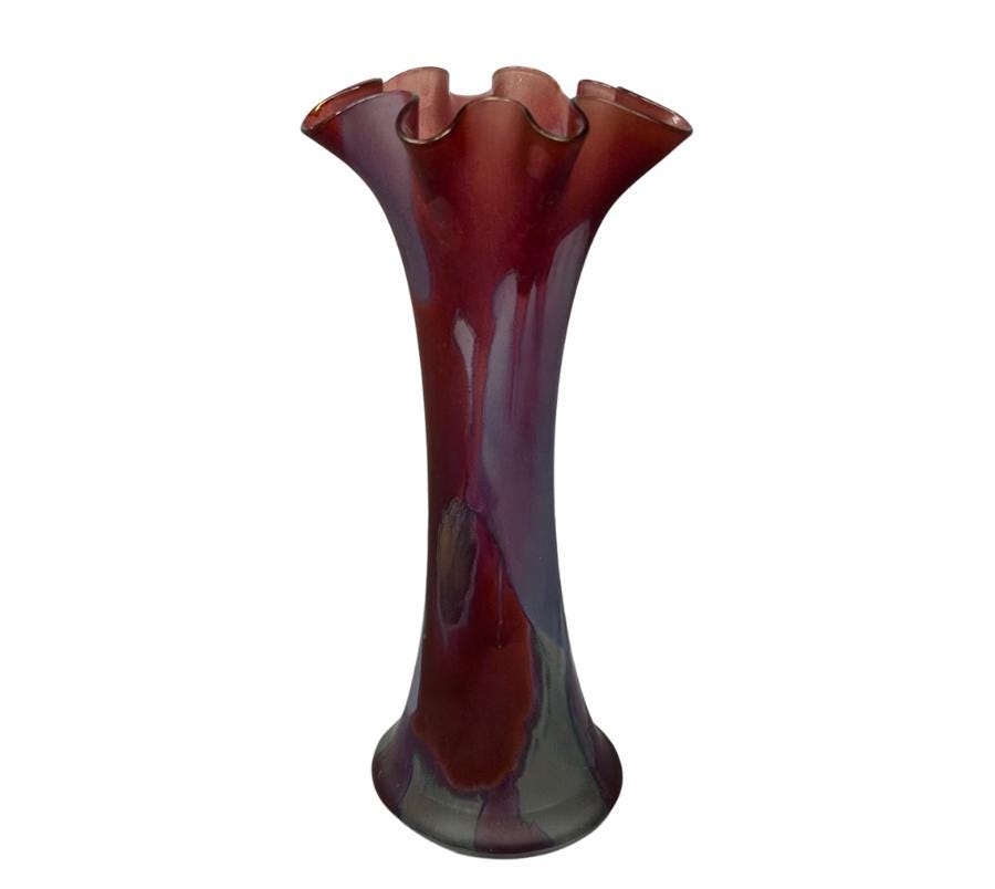 Vintage Ruffled Art Glass Vase