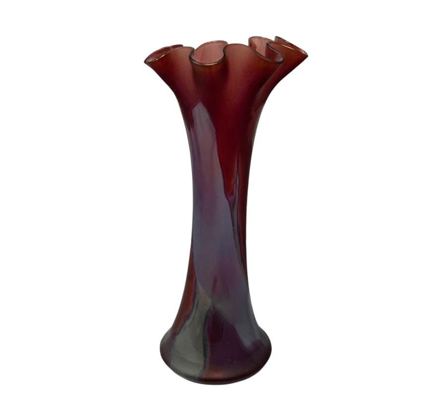 Vintage Ruffled Art Glass Vase