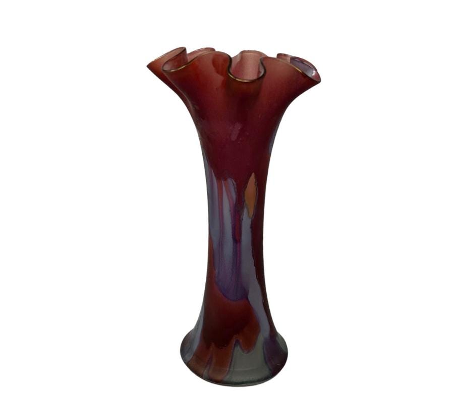 Vintage Ruffled Art Glass Vase