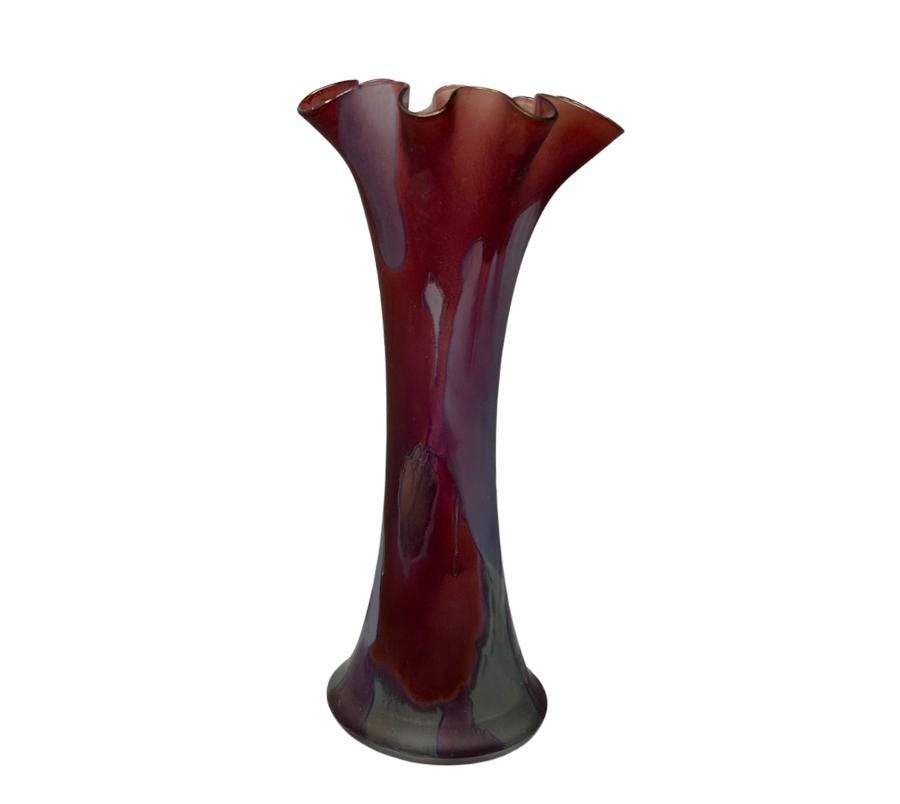 Vintage Ruffled Art Glass Vase
