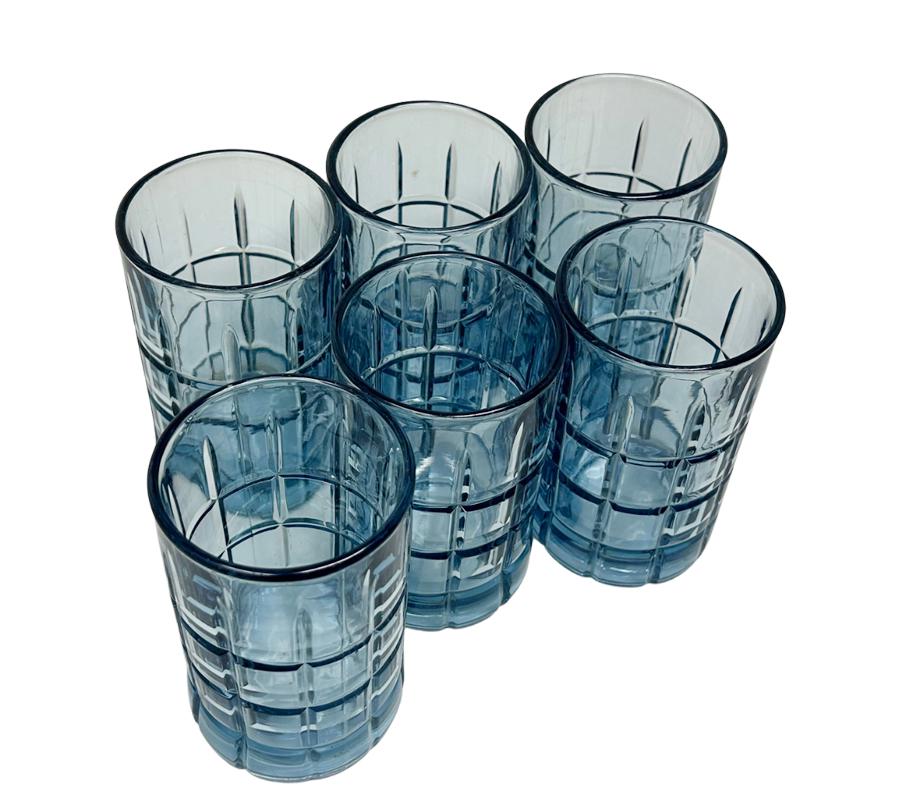 Set of Vintage Anchor Hocking Blueberry Tartan Glasses
