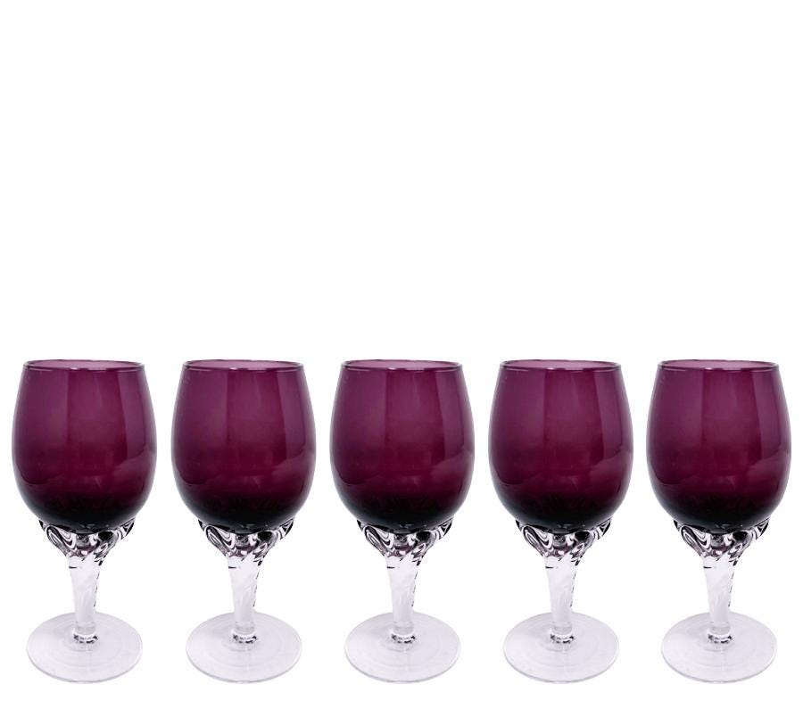 Set of 5 Vintage Amethyst Liqueur Glasses