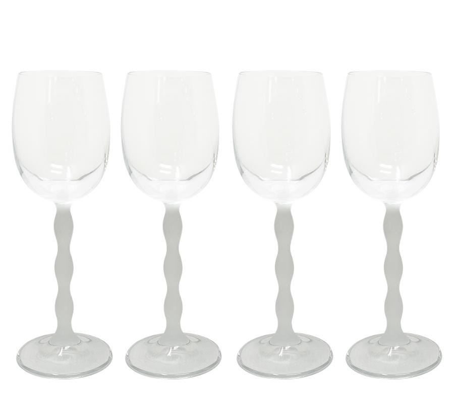 Set of 4 Vintage Mikasa Sofia Frost Crystal Wine Glasses