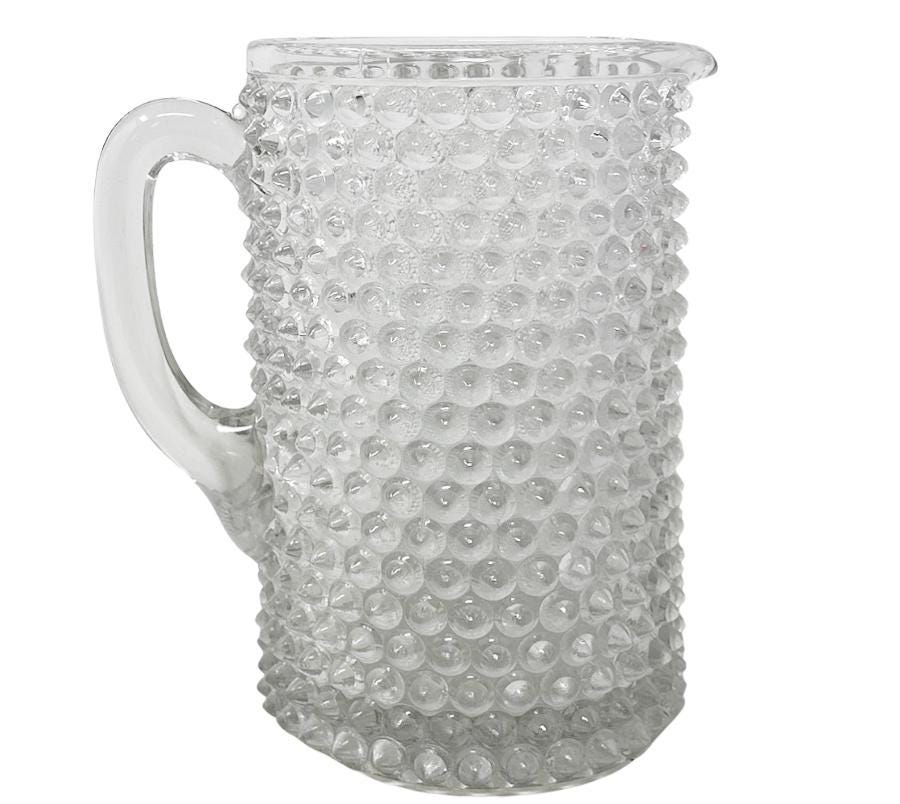 Antique 1880’s Pressed Glass Hobnail Pitcher
