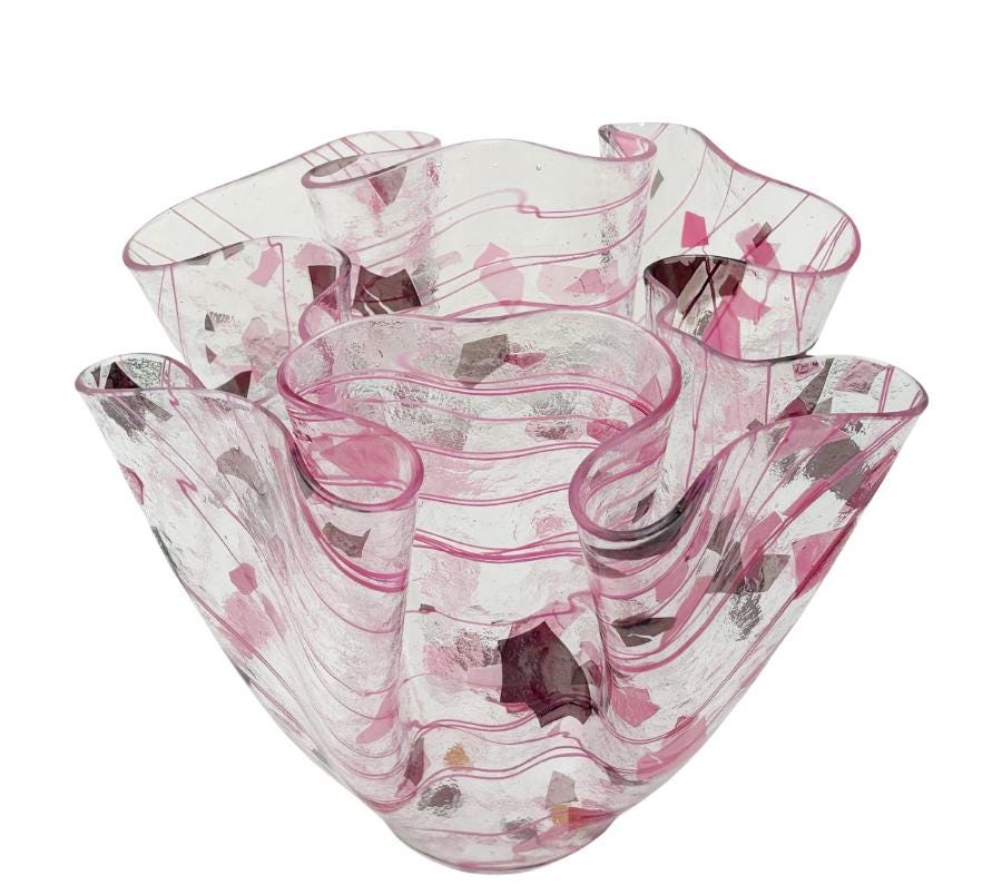 Vintage Art Glass Ruffled Vessel