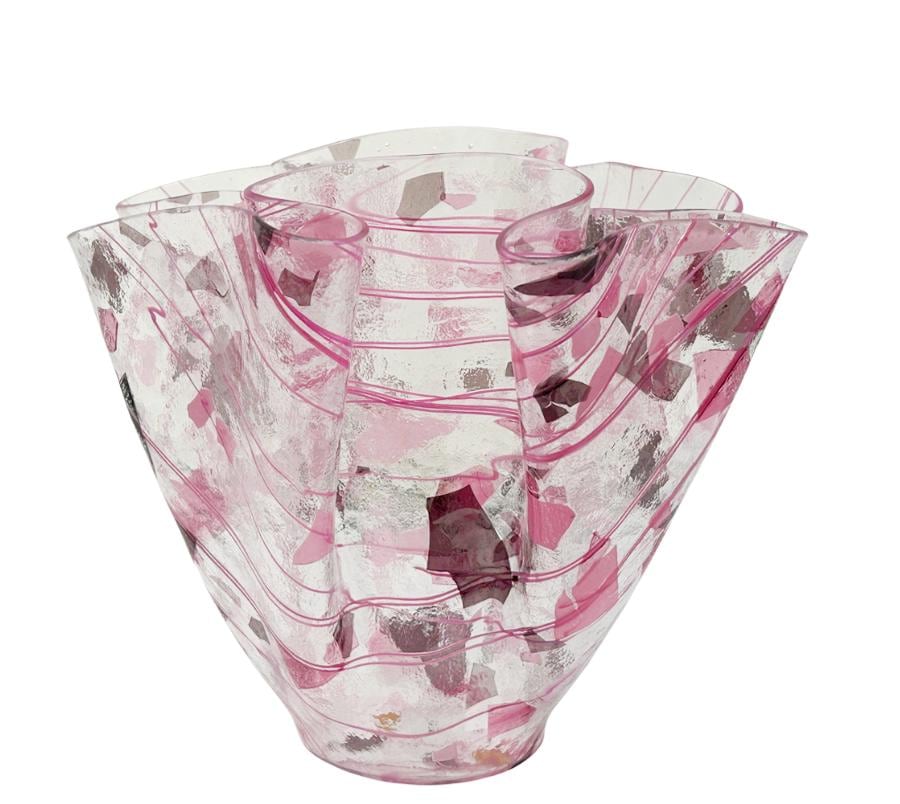 Vintage Art Glass Ruffled Vessel