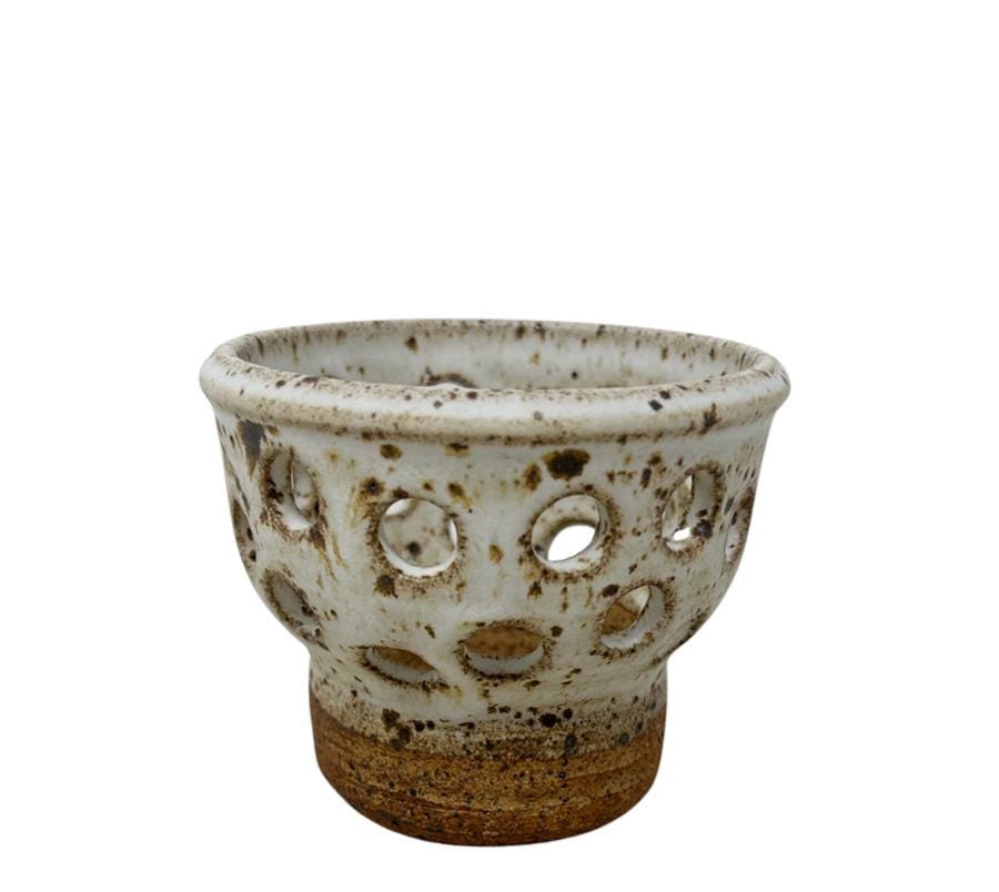 Vintage Stoneware Hole Punched Vessel