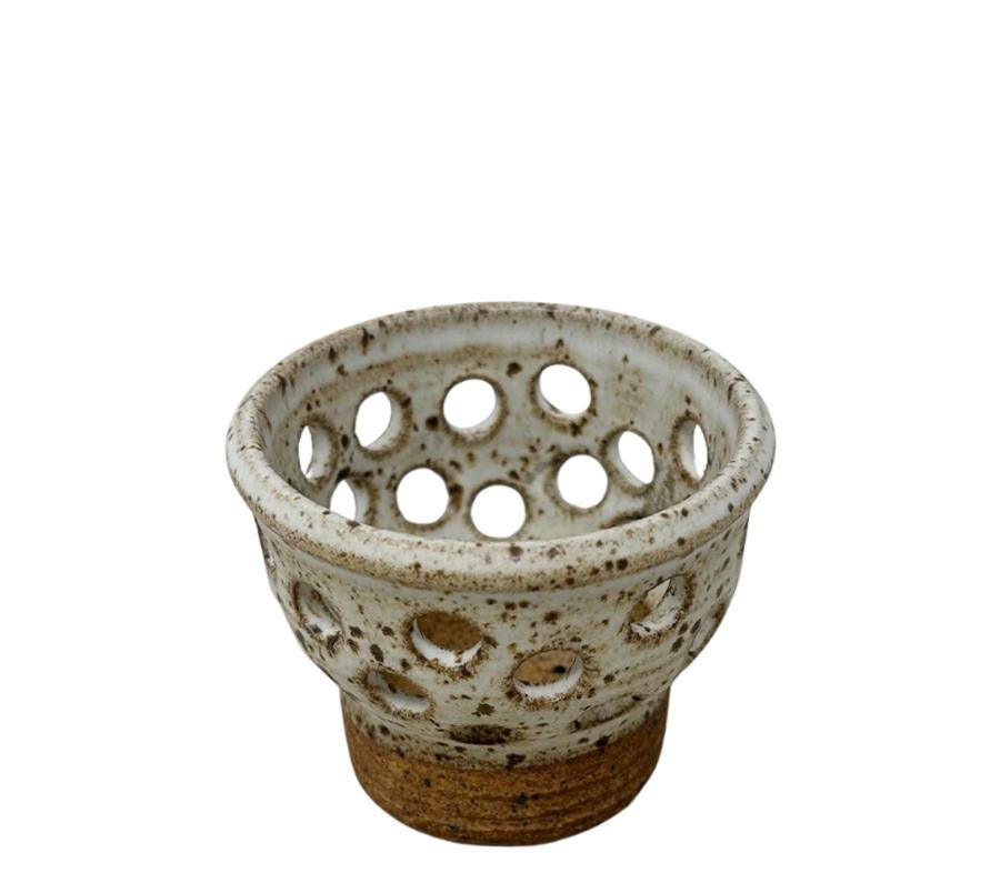 Vintage Stoneware Hole Punched Vessel
