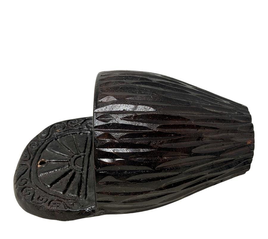 Vintage Carved Clay Wall Vessel