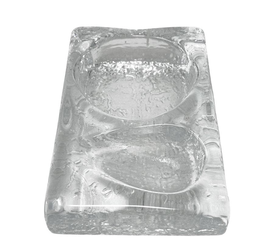 Vintage Textured Ice Glass Pipe Ashtray